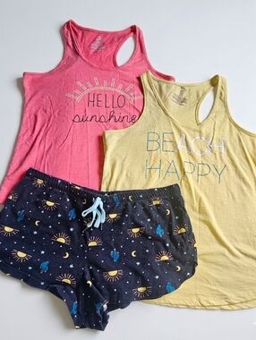 Set/3 Summer Pajama Set- Shorts & Tank Tops